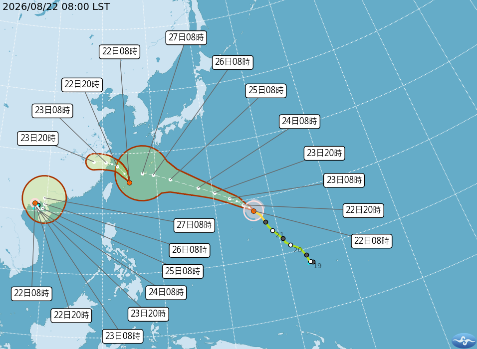 太平洋三颱共舞。(翻攝氣象署官網)
