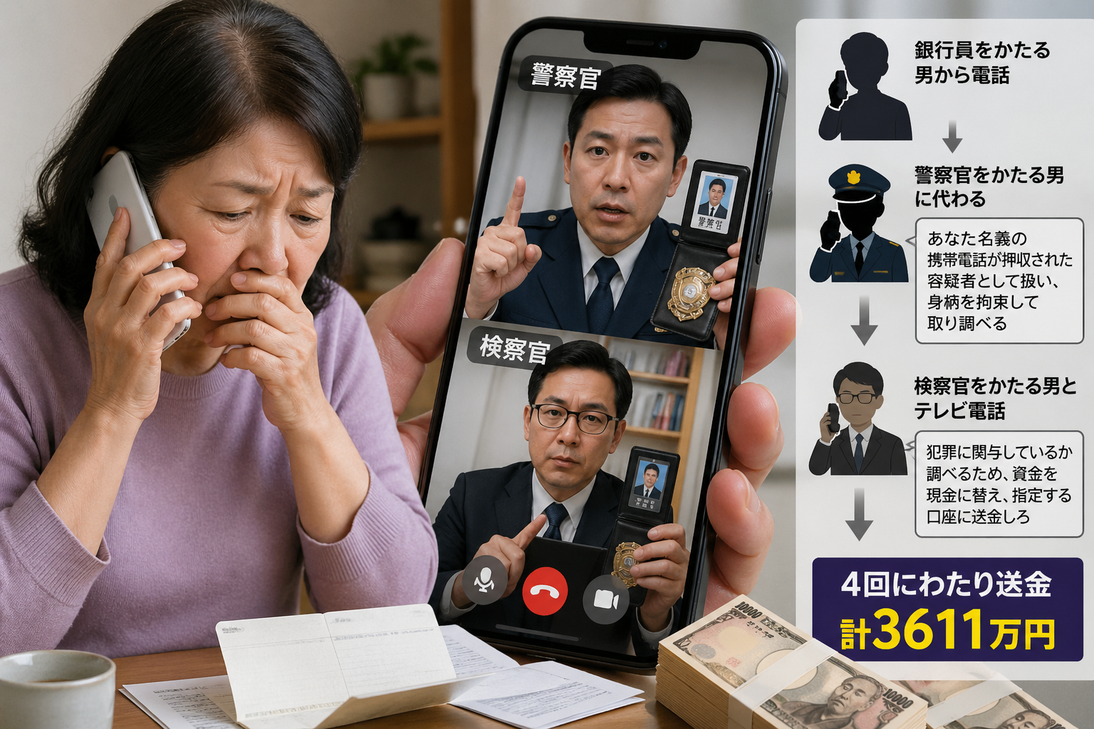 婦女被一系列話術詐騙。（ChatGPT生成AI示意圖）