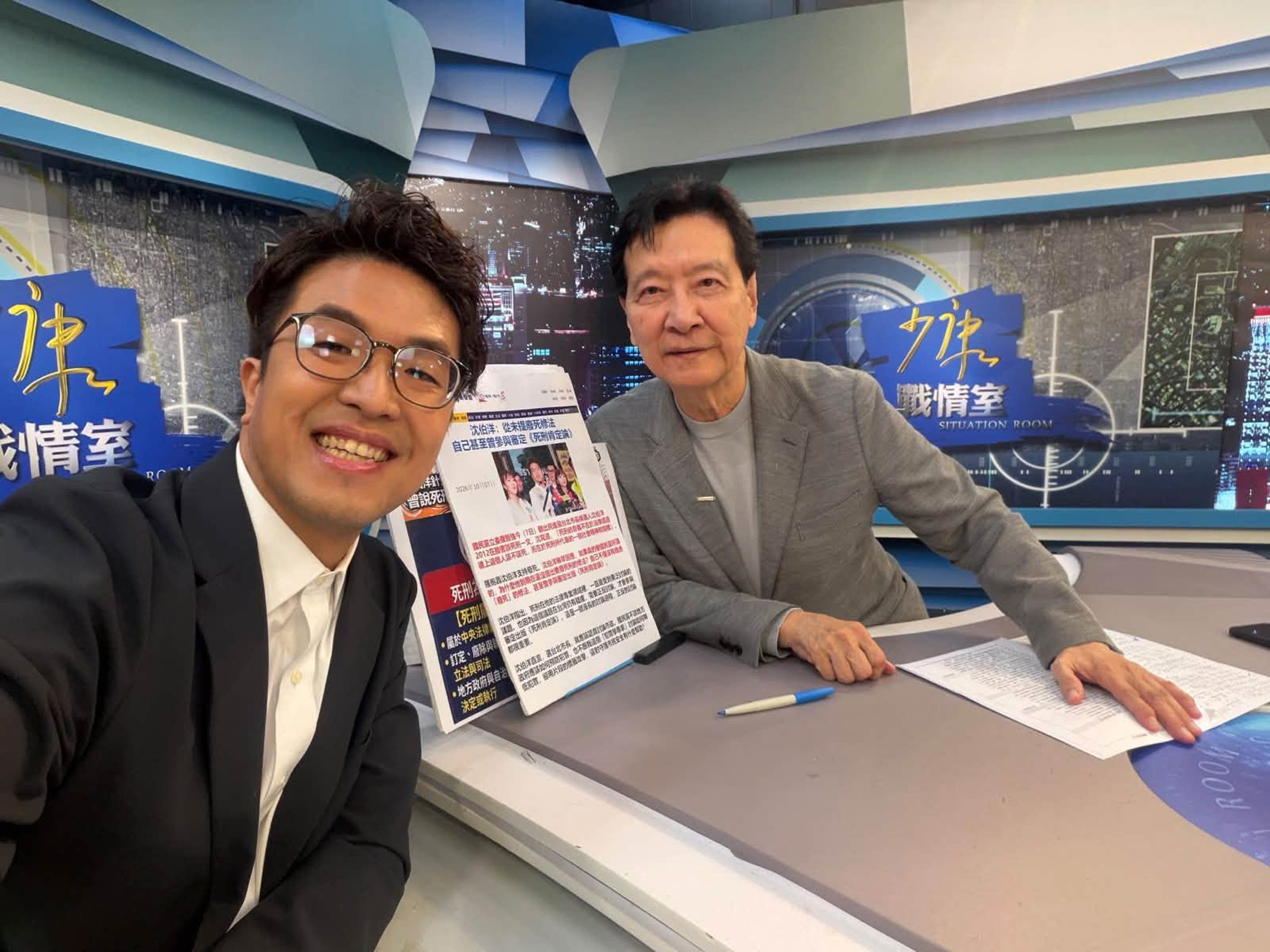 知名導演王小棣今po文，對王偉忠、趙少康2位主持人邀沈伯洋上節目對談，「做為一個國民我很感謝！」（翻攝自沈伯洋臉書）