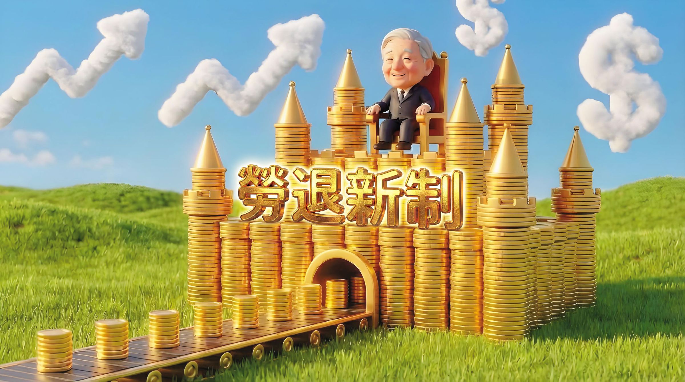 勞退基金是照顧勞工晚年生活的第2支柱，近10年平均收益率逾10％，帳戶有感長大。（AI繪圖FREEPIK生成，本刊美術組後製）