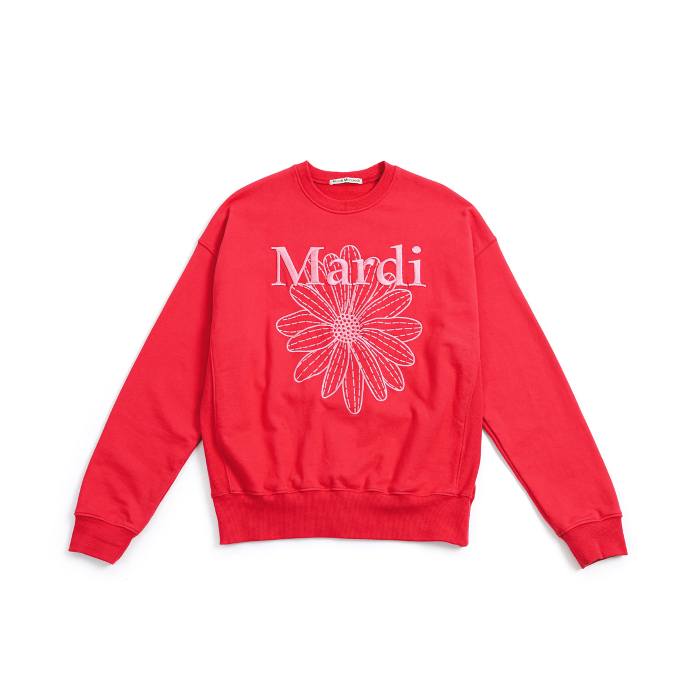 Mardi Mercredi喜慶紅經典小雛菊刺繡衛衣 NT$3,900。(FRUITION提供)