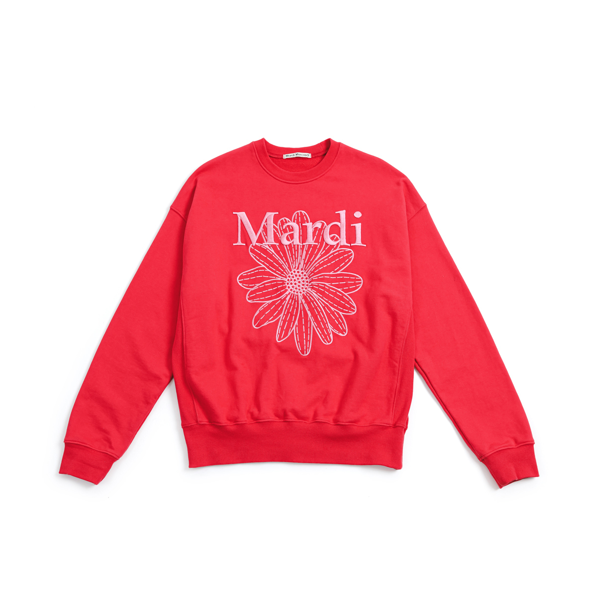 Mardi Mercredi喜慶紅經典小雛菊刺繡衛衣 NT$3,900。(FRUITION提供)