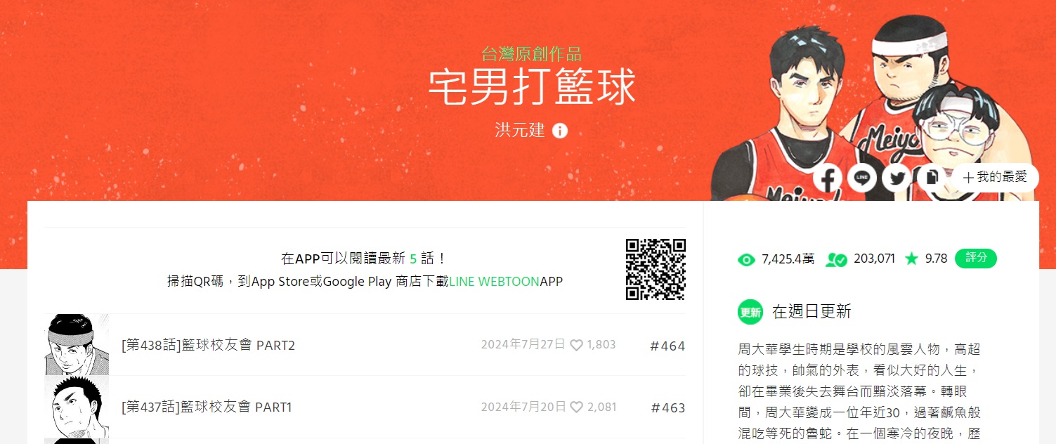 《青春白卷》作者田善旭被洪元建《宅男打籃球》吸引。（翻攝自LINE WEBTOON）