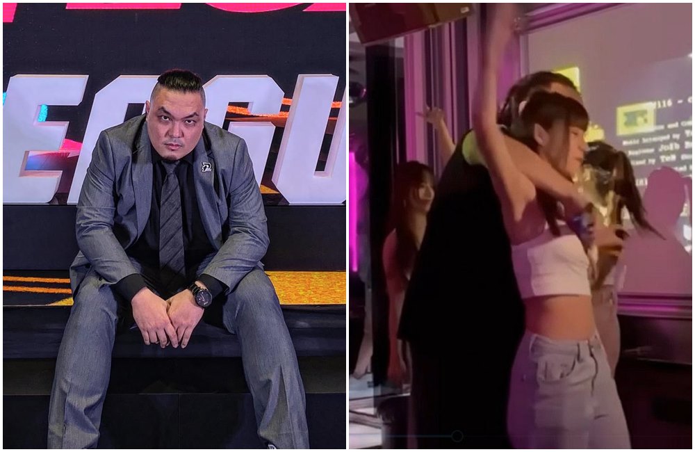 周崇偉過去熊抱啦啦隊的影片在網路上瘋傳。（翻攝周崇偉臉書／影片畫面）