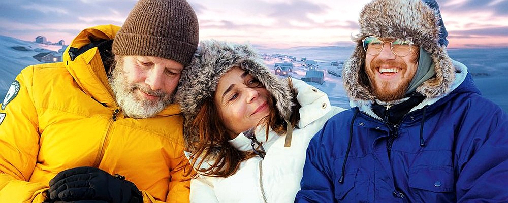 法國男星巴斯欽布雍 (右) 赴北極拍攝《格陵蘭雪女》。（海鵬提供）