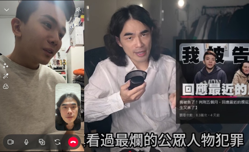 DK日前發布影片犀利地抨擊孫生，就此著手處理孫生性騷風波，昨晚也與孫生視訊對話。（翻攝自threads @DK / YouTube @異色檔案）