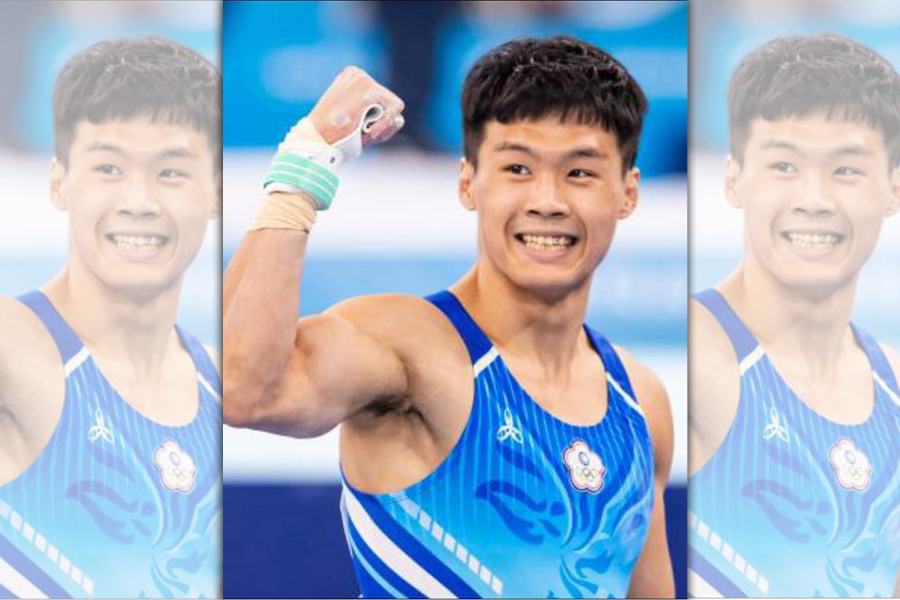 唐嘉鴻在巴黎奧運男子單槓決賽中與中國選手張博恆同分，兩人皆贏得銅牌。（翻攝自臉書＠唐嘉鴻）