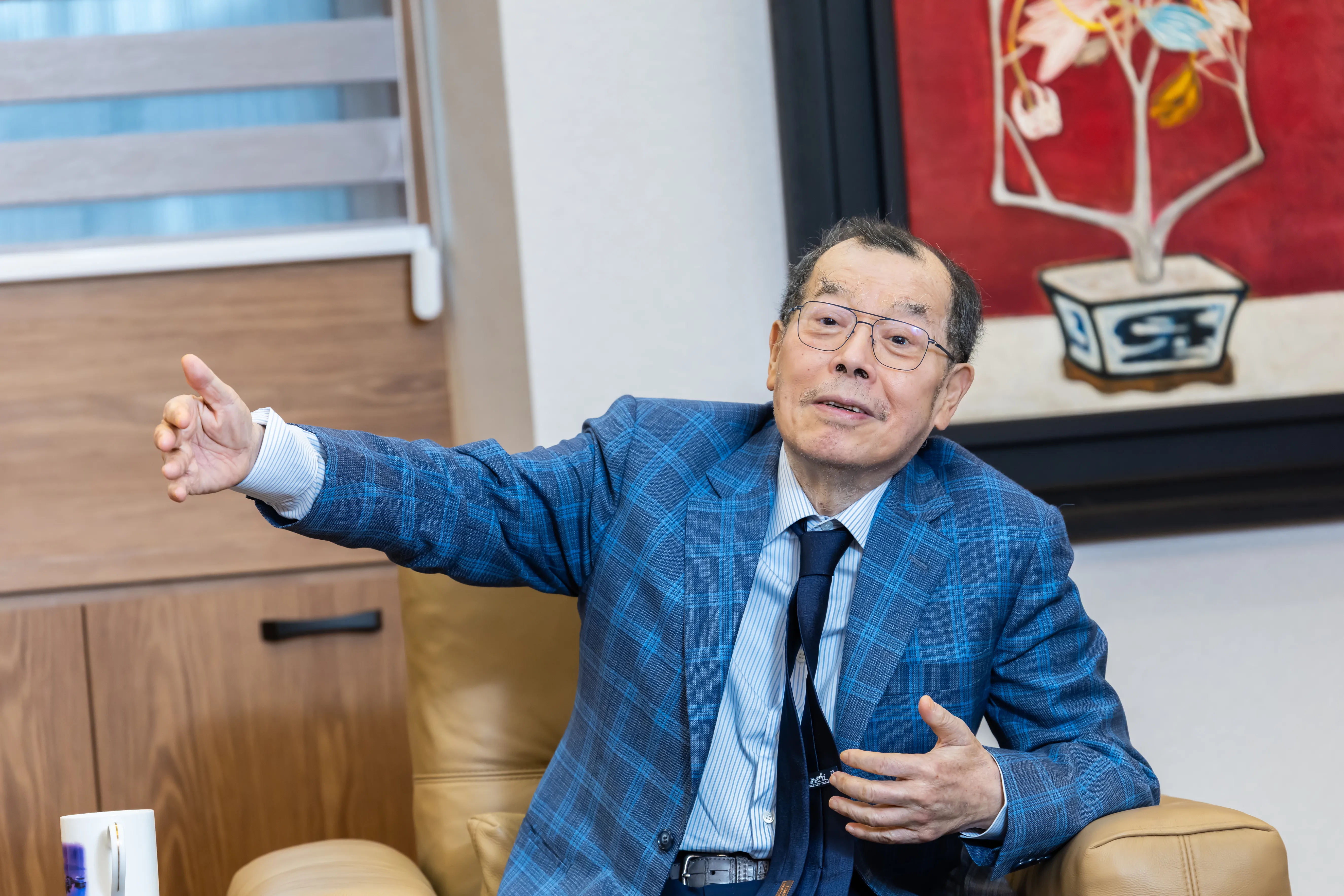 力積電董事長黃崇仁今（14）日主持法說會。
