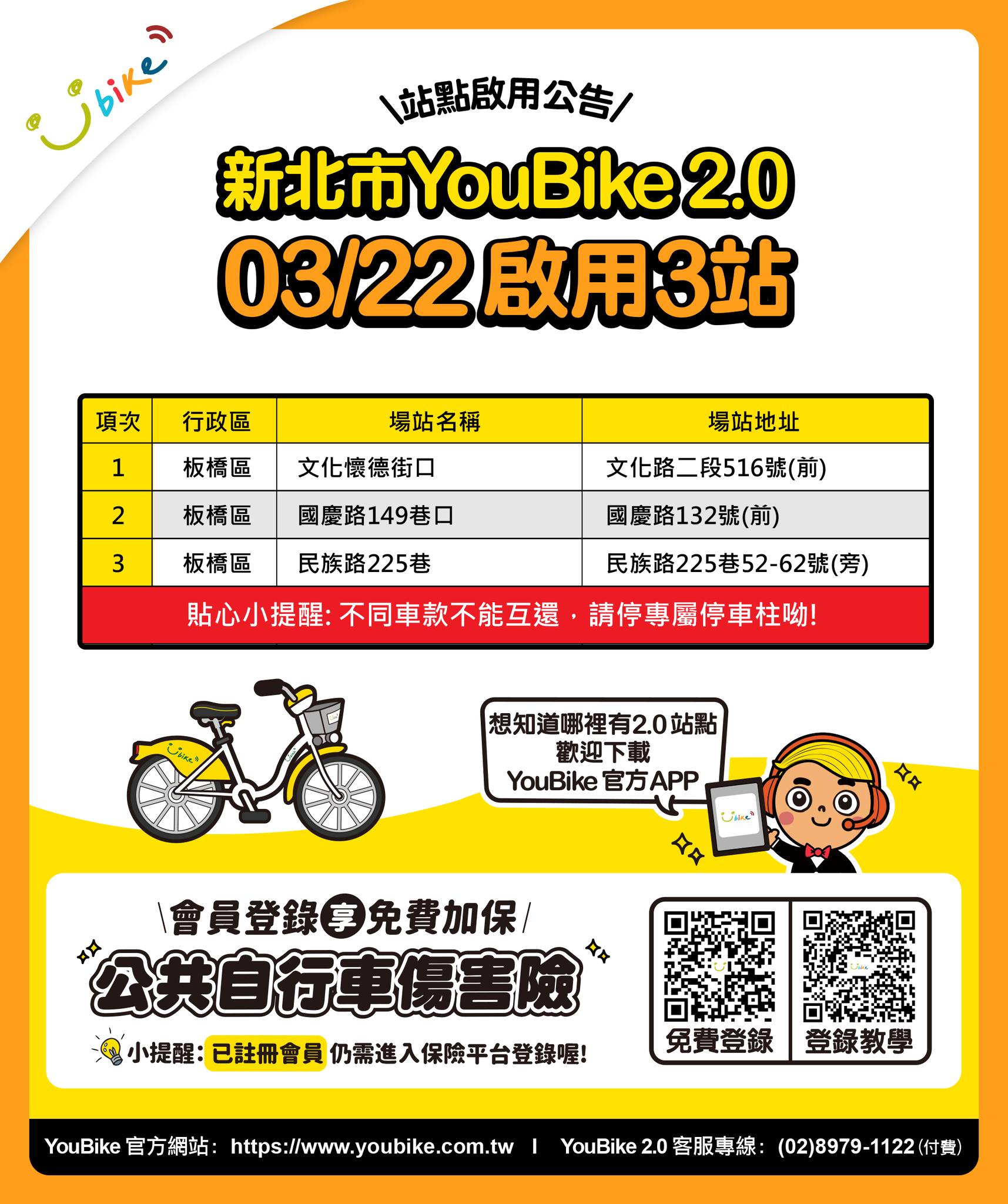 新北市板橋區今天啟用3站YouBike 2.0新站點。(翻攝自YouBike大台北粉絲團)