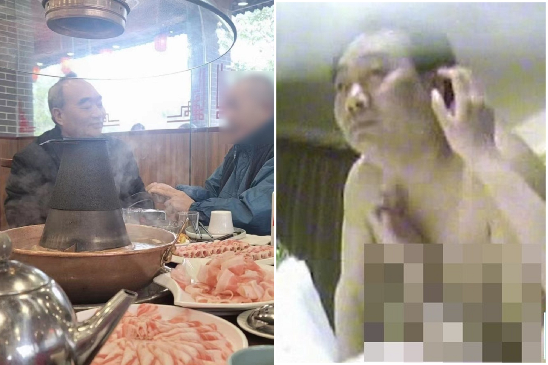 12秒性愛片換13年牢！中國淫官出獄爽吃火鍋，情欲片再被網友「複習」。（翻自微博）