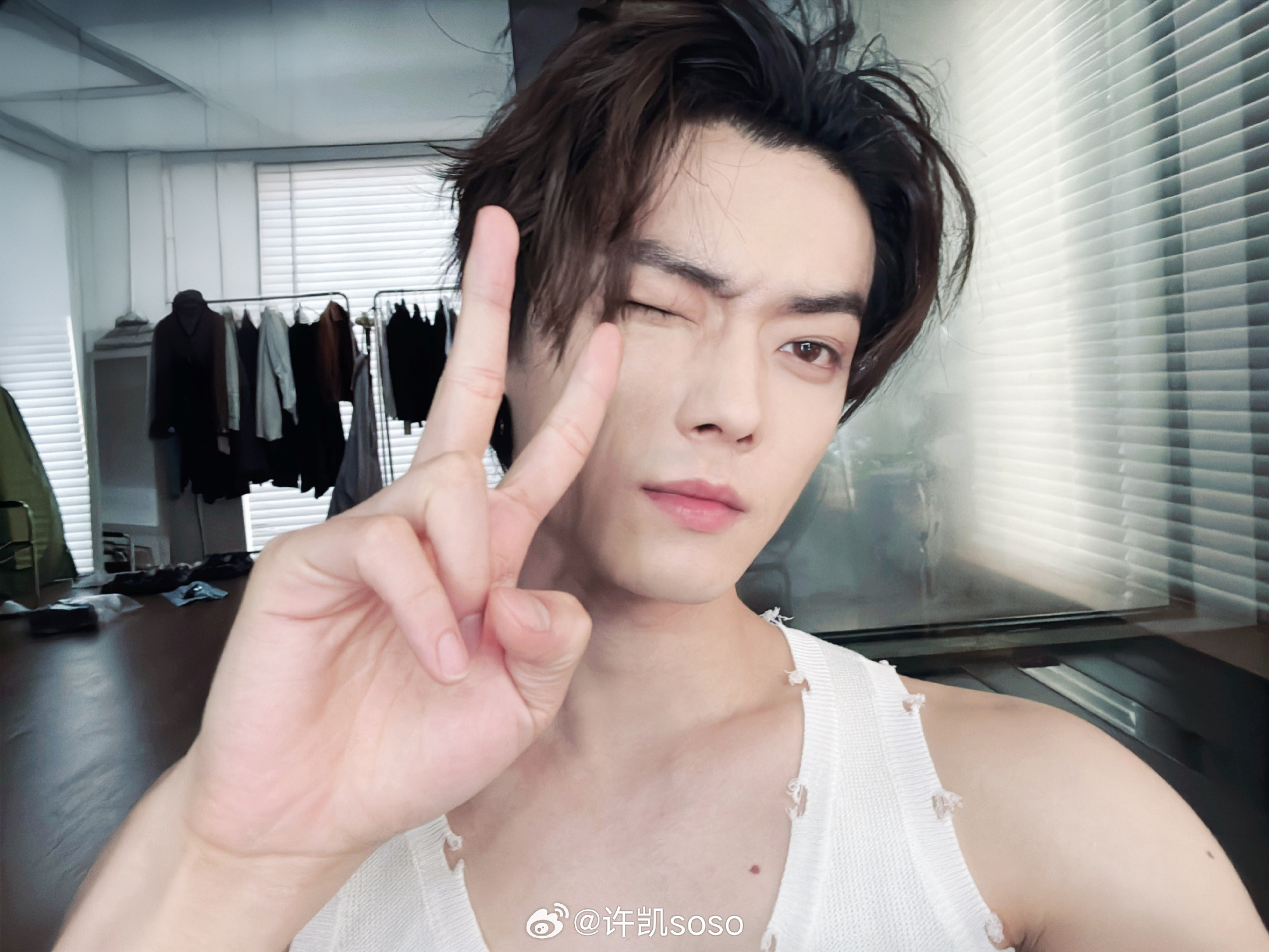 大陸男星許凱半個月前才遭前女友爆料劈腿，如今又遭踢爆聚眾賭博，還拿自己自家豪宅當賭場。（許凱微博）