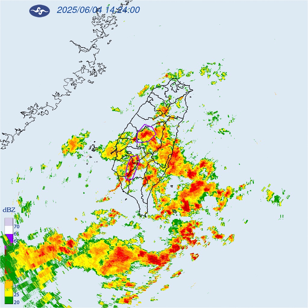 中央氣象署發布大雷雨。（翻攝自中央氣象署官網）