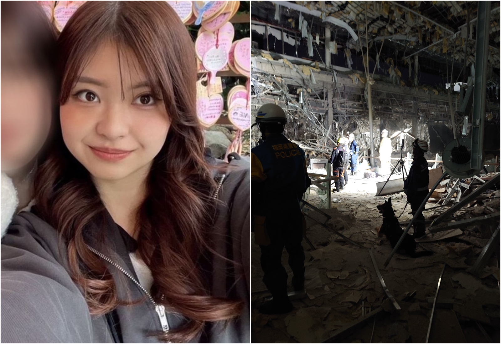 22歲的大竹玖瑠美在氣爆中喪生,公司董事今出面坦言,曾指示店長要求把營業額放回金庫。(翻攝自西日本新聞、X@jmsdf_krh)
