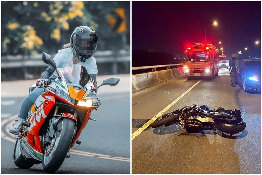 25歲陳姓重機女騎士昨晚在台61線西濱高架快速道約3公里處自摔，不幸遭後方小貨車輾過，送醫搶救不治。（翻攝自陳女臉書、翻攝畫面）