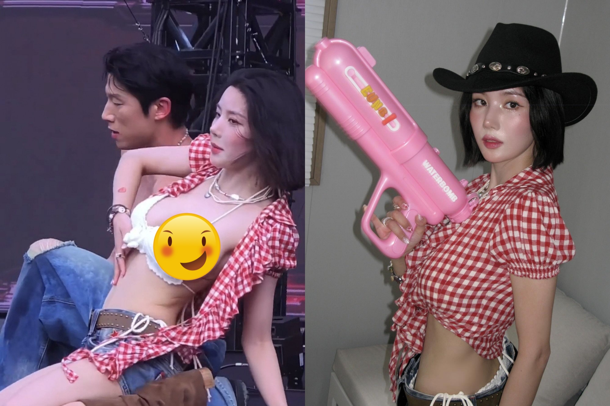 權恩妃上週在首爾Waterbomb音樂節再現「Waterbomb女神」魅力。（左網路圖片，右翻攝恩妃IG）