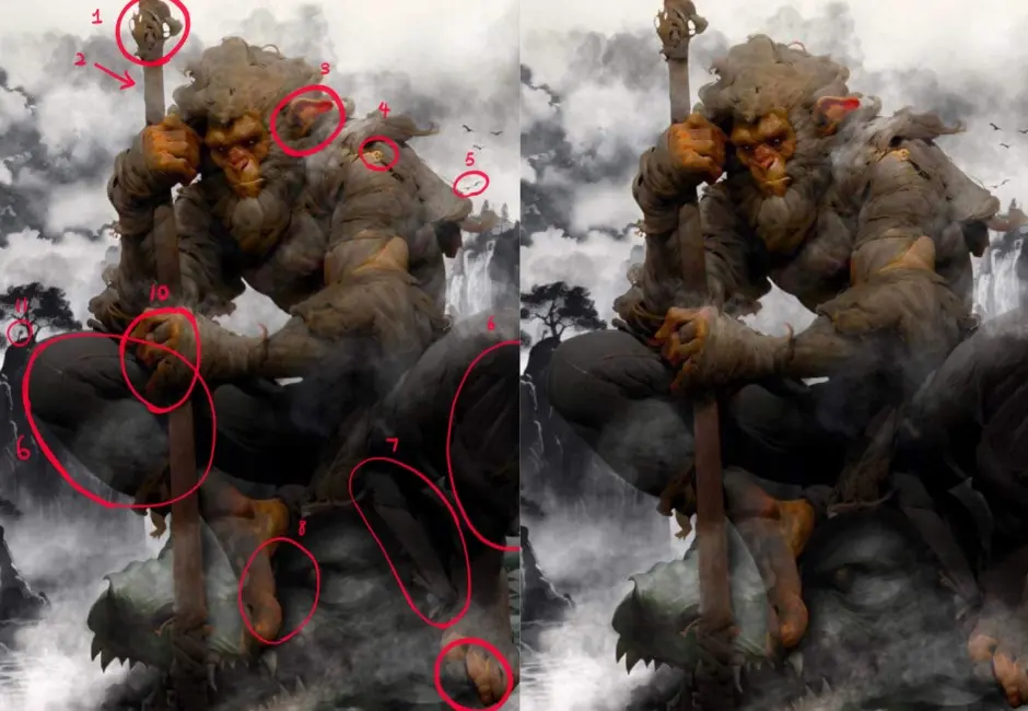 先前復興商工美工科得獎作品被揭發使用AI生成，精神科醫師沈政男卻被圖中孫悟空有別於以往形象的眼神以及大鬧後那擦傷裂傷的肢體與破敗襤褸的戰袍吸引。（翻攝自Chiwang Cheung臉書）