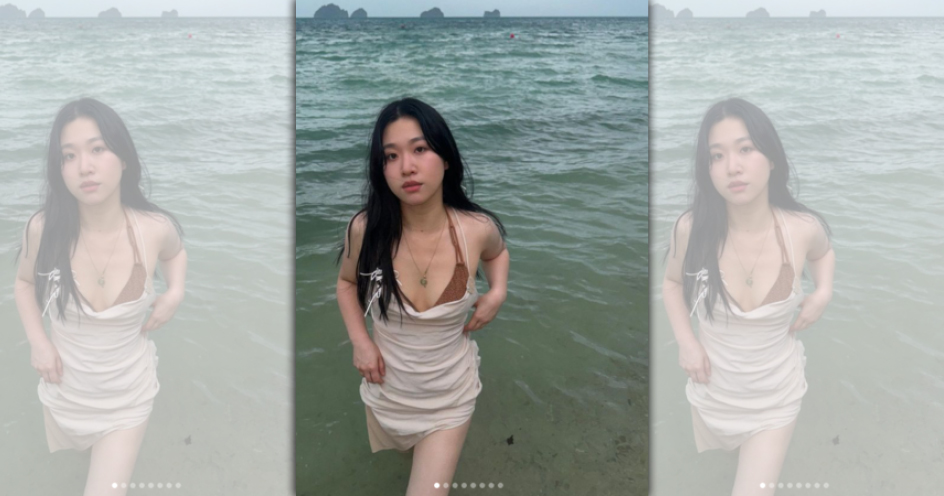 Olivia在社群突然曬出池畔比基尼照，大方露出酥胸和私密三角地帶。（翻攝自Olivia IG）