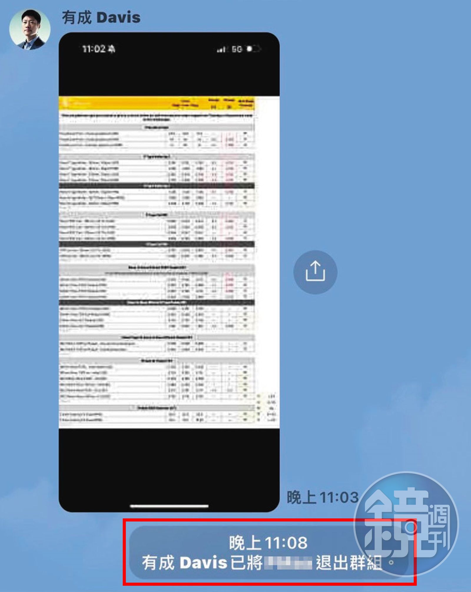 陳思銘（Davis）向A先生坦承不倫後，竟將A先生踢出數個公司群組。（圖／讀者提供）