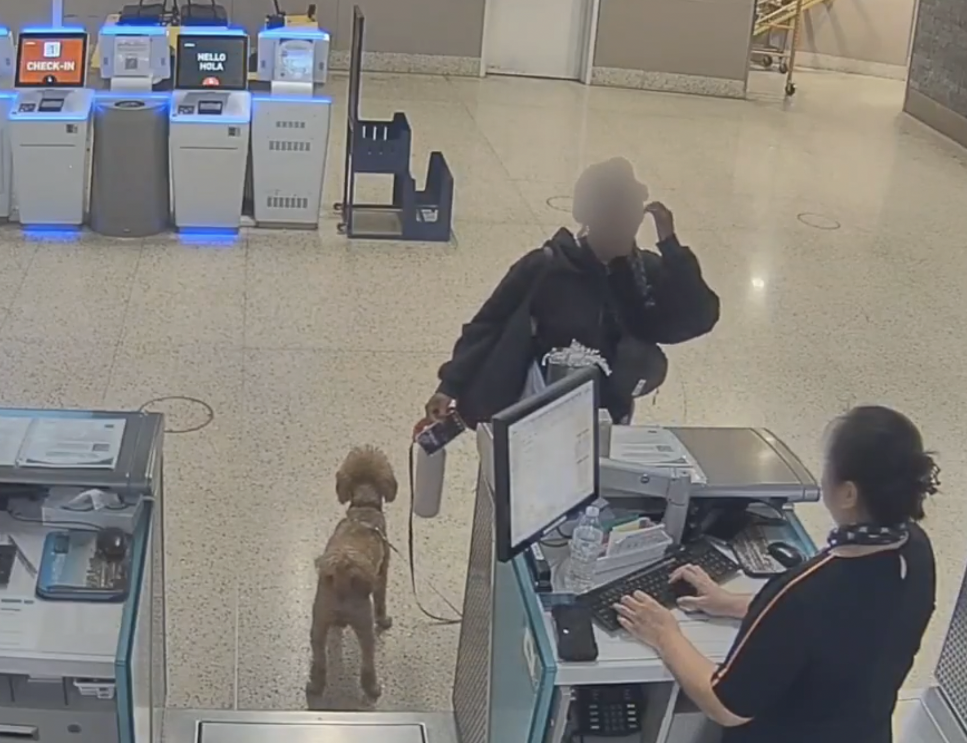 美國一名女子原打算帶狗狗出國,但因缺少文件無法順利完成,她竟然直接將狗狗棄養在櫃檯。(翻攝自X@LVMPD)