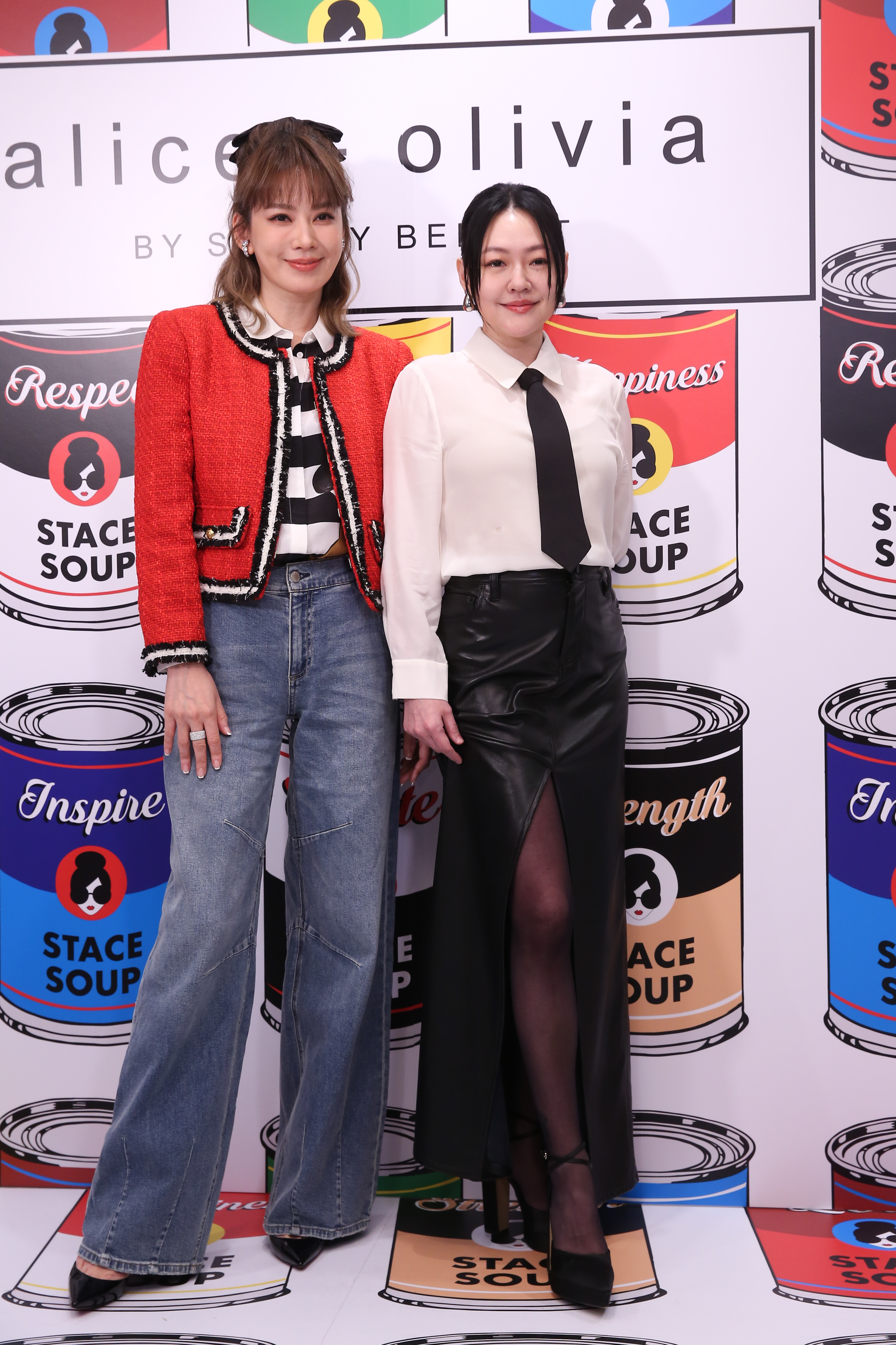 Melody(左起)、小S受邀出席alice+olivia全新概念店開幕剪綵活動。