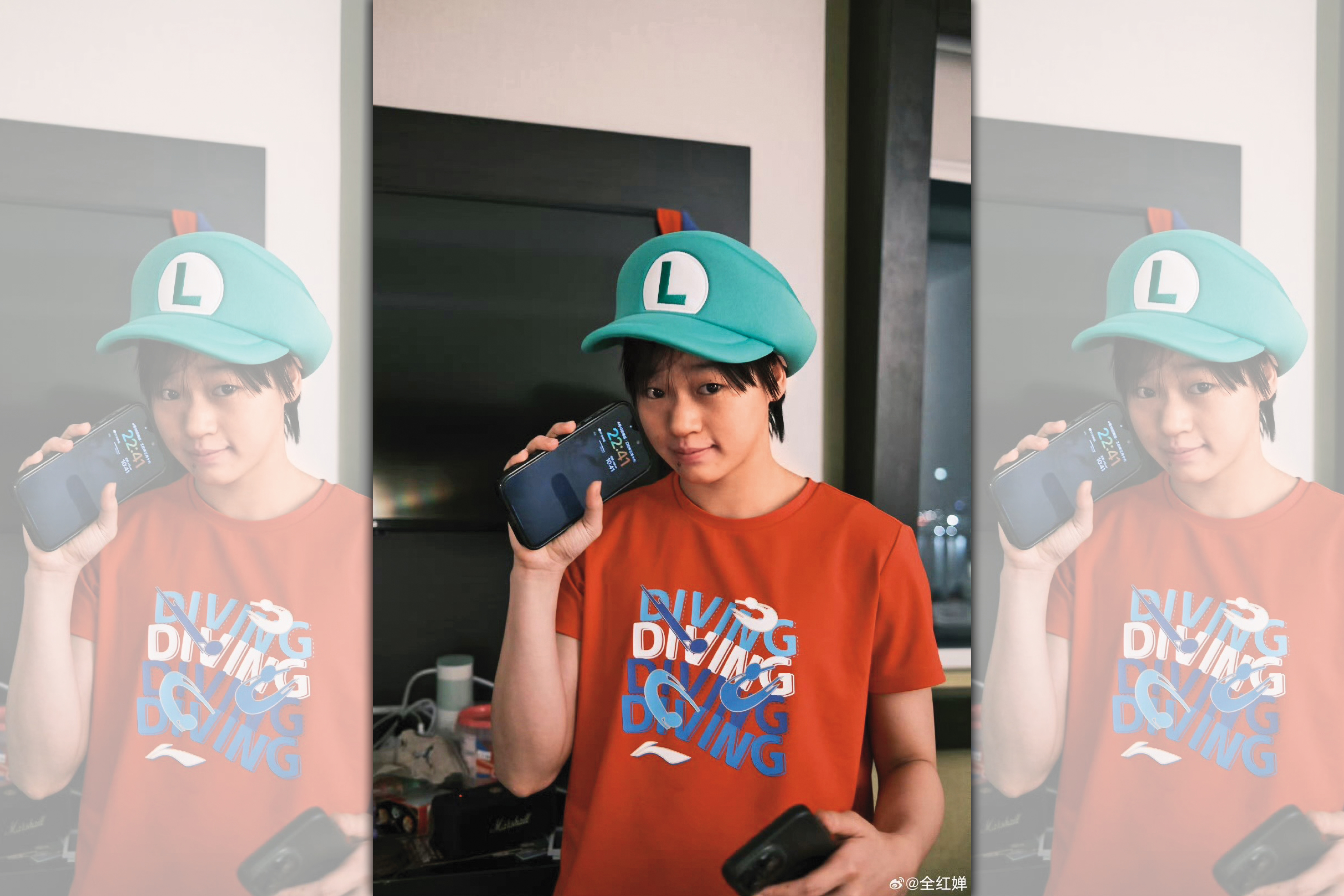 全紅嬋突遇大批粉絲猛追，嚇得她躲進女廁所。（翻攝自全紅嬋微博）