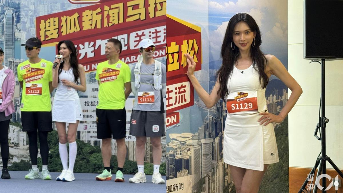 林志玲現身香港灣仔海濱,出席馬拉松相關活動。(香港01提供)
