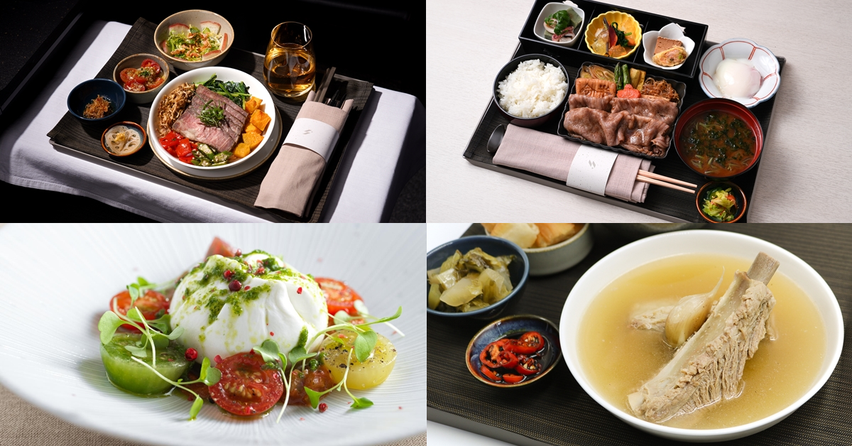 全新春季機上餐飲正式上線!從懷石壽喜燒、米其林主廚手作料理,到台灣在地起司品牌「慢慢弄」的濃郁乳酪,以及日式人氣甜點與獲獎氣泡清酒,讓旅途從高空就開始驚艷。(星宇航空提供)