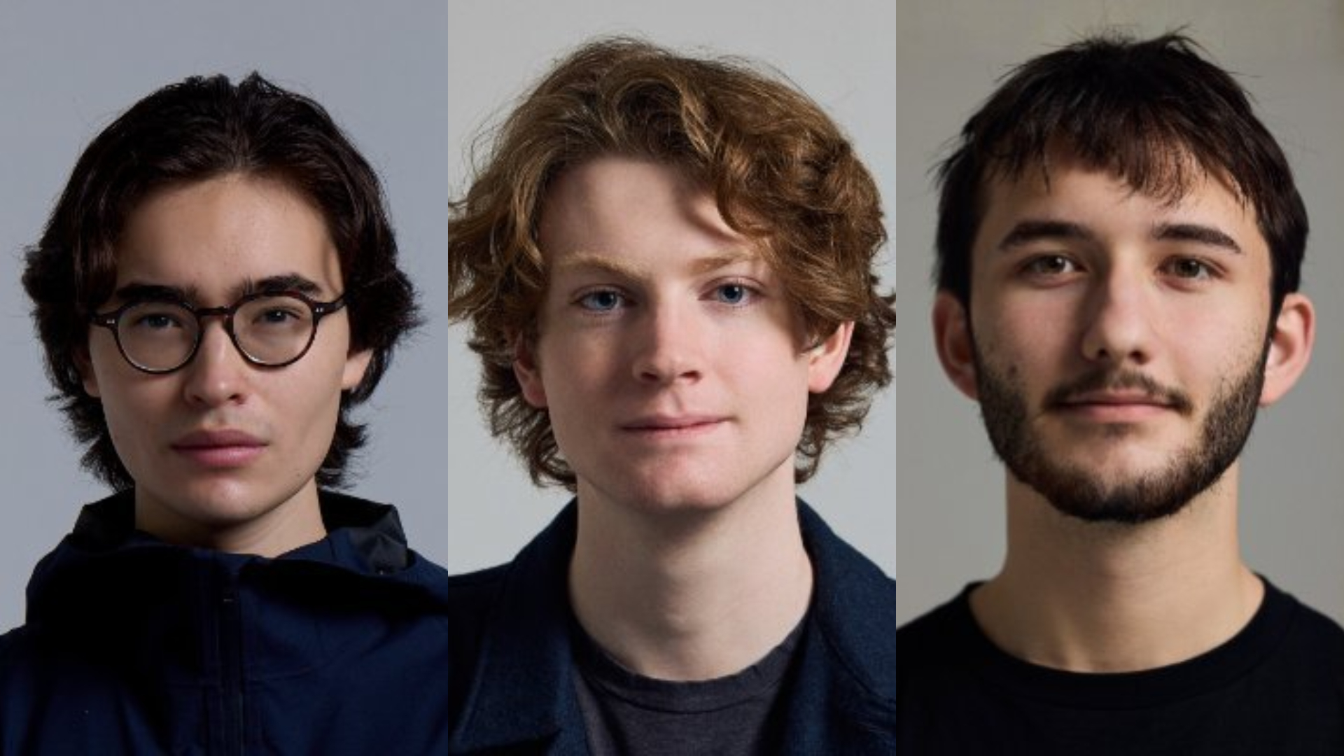 Aaru三位創辦人(左起科、芬克和凱斯勒)平均年齡不到20歲,靠著AI顛覆傳統真人市調,公司估值達到10億美元,晉升「獨角獸」。(翻攝自Ned Koh、Cam Fink、John Kessler/X平台)