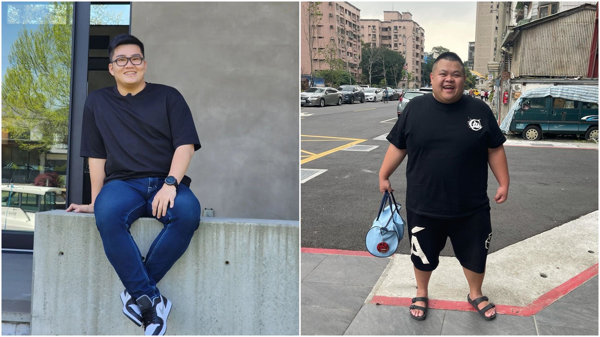對於BMI標準從35提高至45，家庭醫學專科醫師王姿允解釋，大約像「減肥前的Joeman」變「減肥前的蛇丸」那樣，才能免役。（翻攝自臉書@Joeman、大蛇丸）
