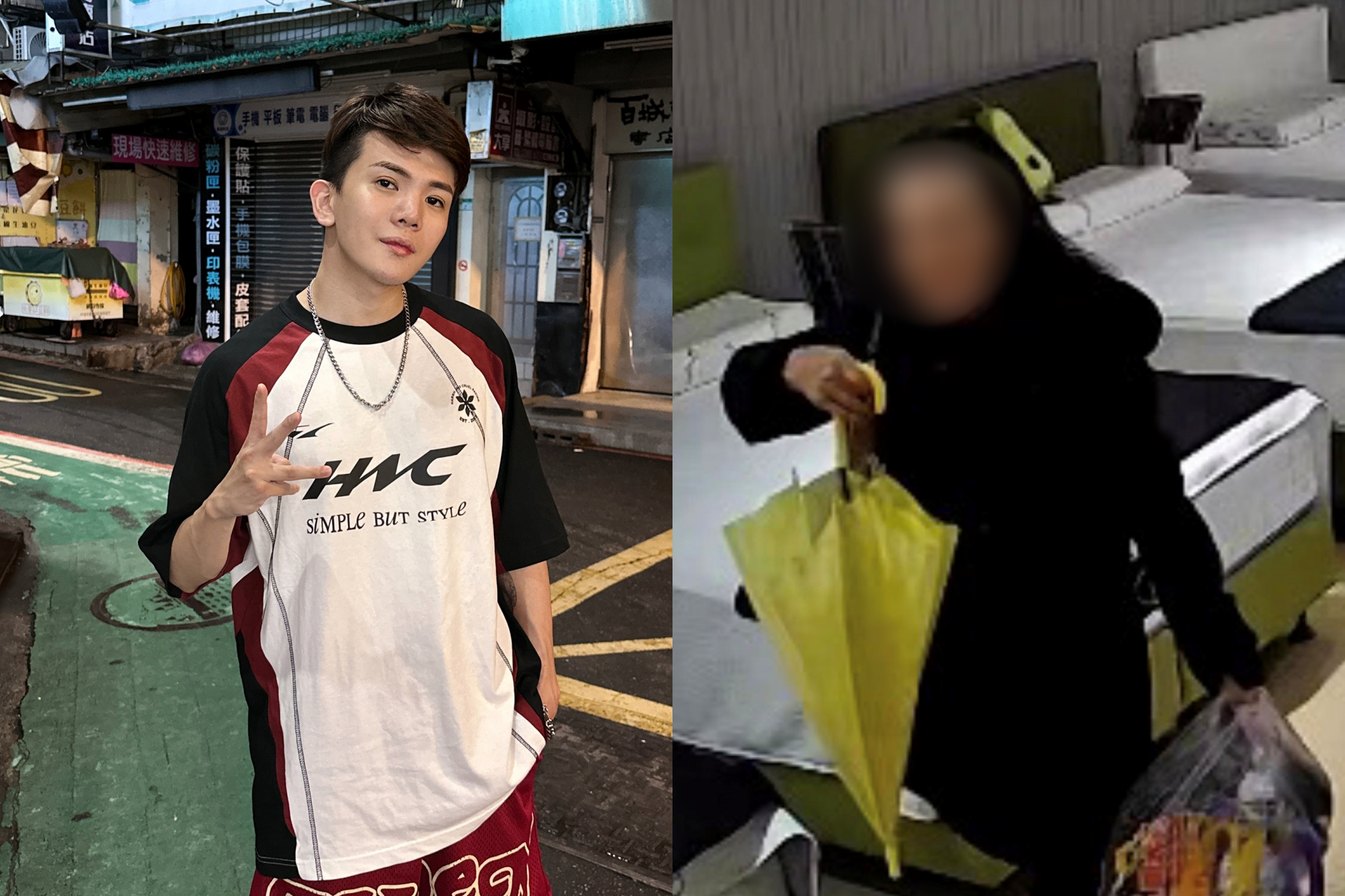 網紅孫生（左）的母親疑似再度行竊，在臉書社團掀起討論。（合成圖，左翻攝自孫生臉書、右翻攝臉書社團「靠北天母幫」）