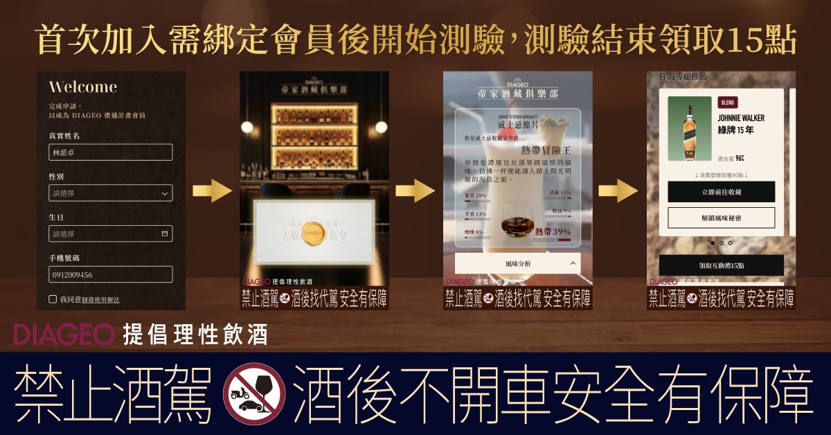 只需不到1分鐘的時間，就能完成會員綁訂，即可開始在帝家酒藏俱樂部的集點計畫。