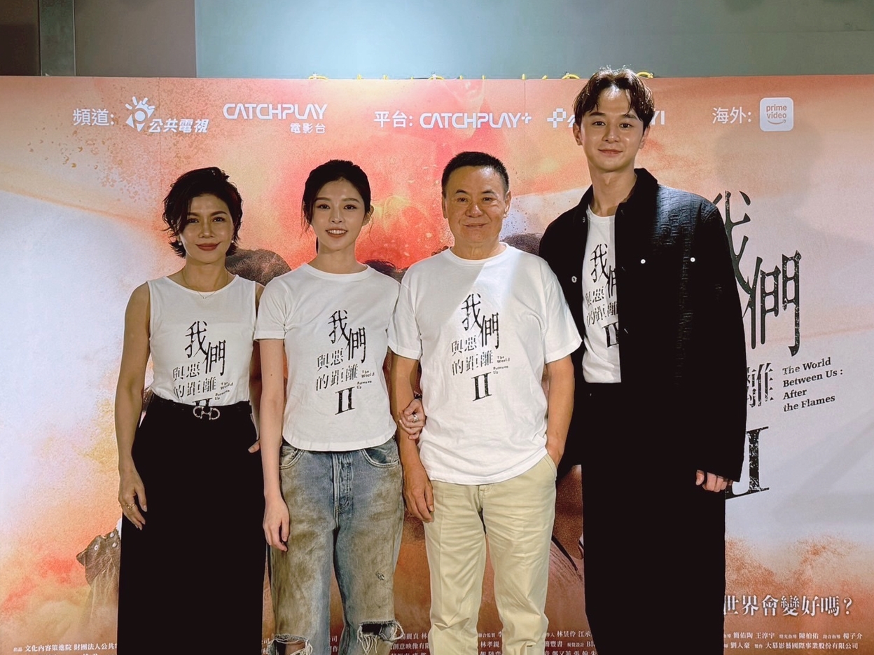 左起：于子育、詹子萱、蔡振南、張軒睿分享拍戲心得。（Catch play提供）