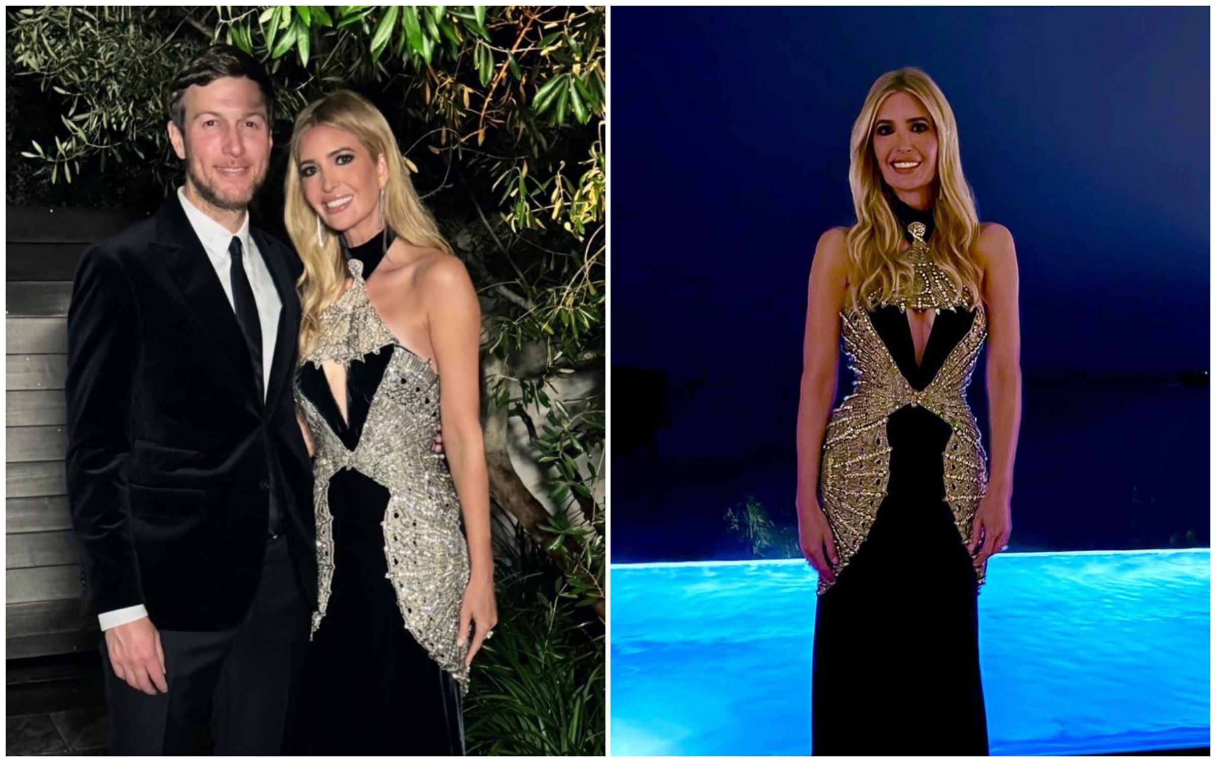 伊凡卡與老公庫許納一起跑趴,穿「中空」禮服展現性感。(翻攝Ivanka Trump IG)