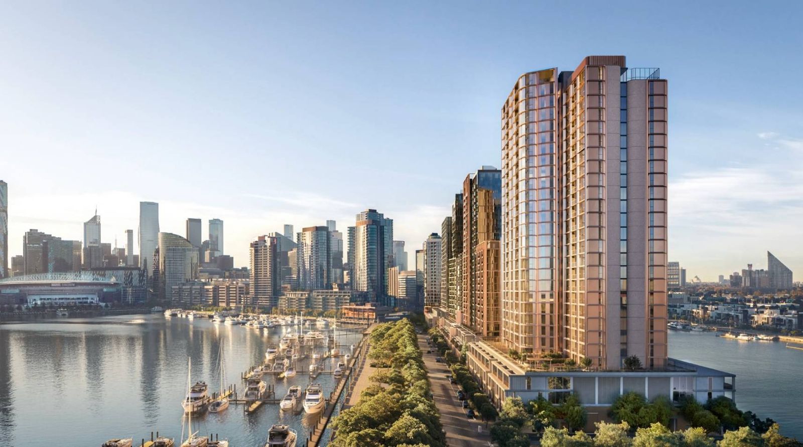 瑞地國際地產代理澳洲上市開發商Lendlease，位於墨爾本維多利亞港ALUNA預售建案，預計於2029年完工。(業者提供)