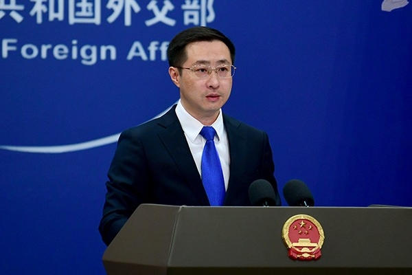 發言人林劍不僅刻意避談「六四」、「天安門」等字眼，回答也與問題無關。（翻攝畫面）