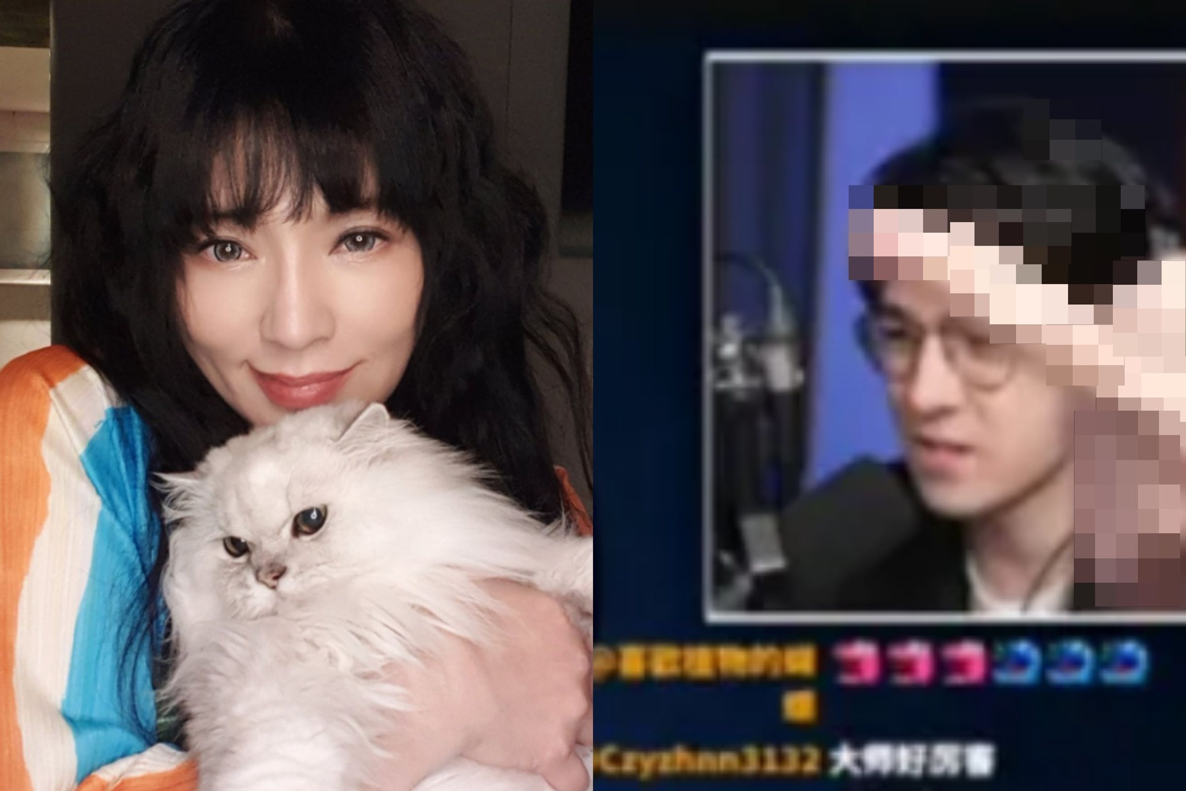 錫蘭在直播對唐綺陽比中指。（翻攝自YouTube）