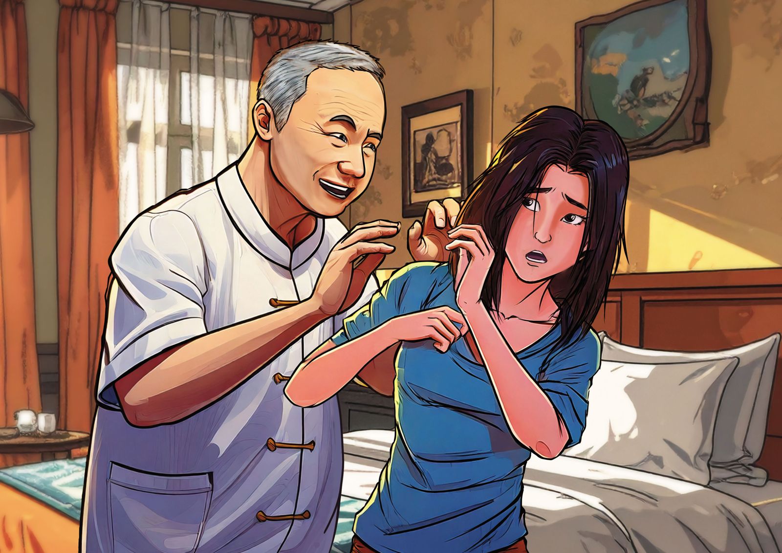 前主任祕書王學彥帶團參訪，涉晚間帶女學生入房間<a href='/search/tags/性騷/' target='_blank'>性騷</a>擾。（AI繪圖FREEPIK生成，本刊美術組後製）