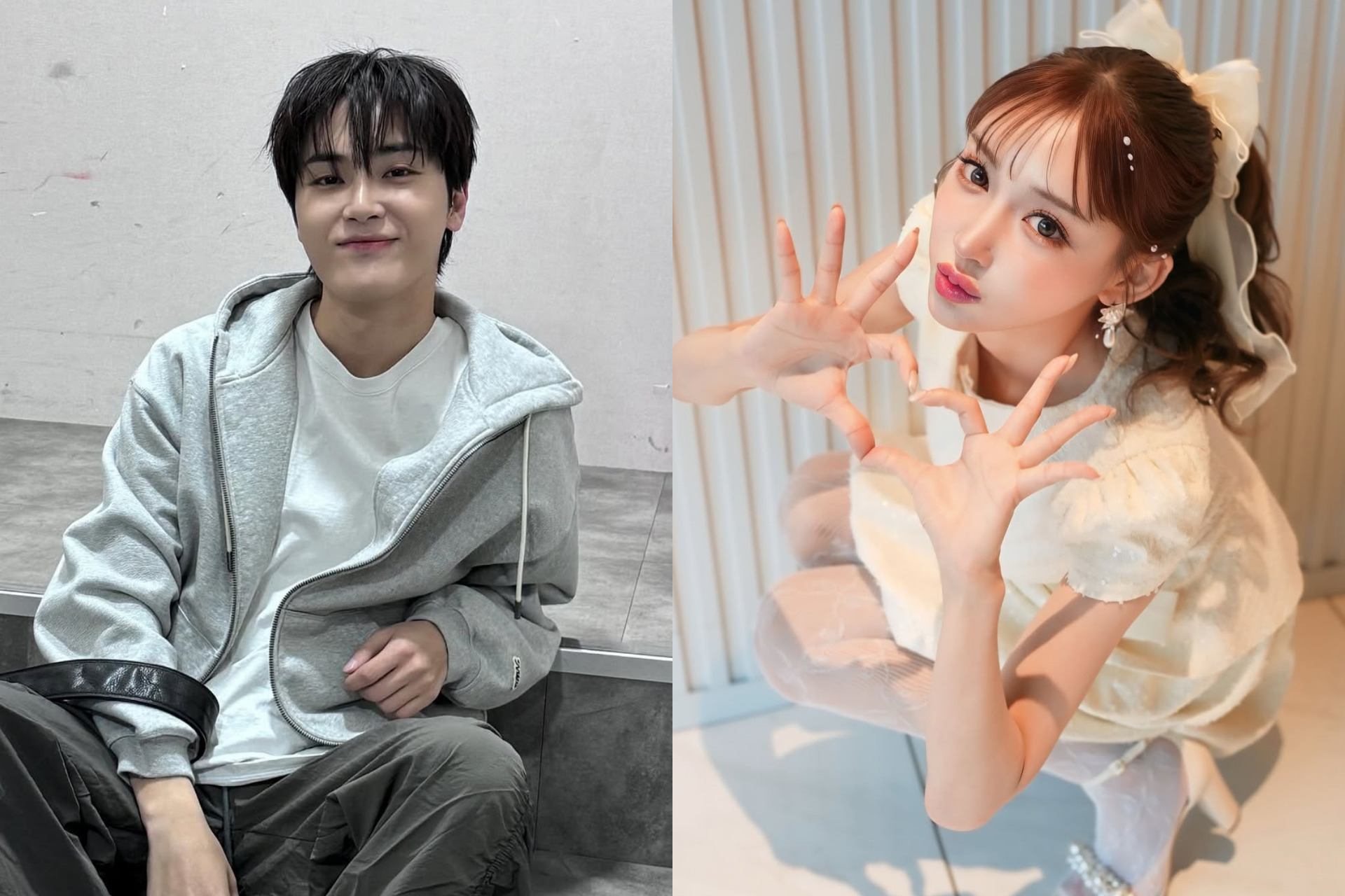 韓團THE BOYZ成員周鶴年無預警退團，原因竟是私會AV女優明日花綺羅遭到日本八卦雜誌《週刊文春》拍到。（合成圖，左至右翻攝自Instagram@_juhaknyeon_、@asukakiraran）