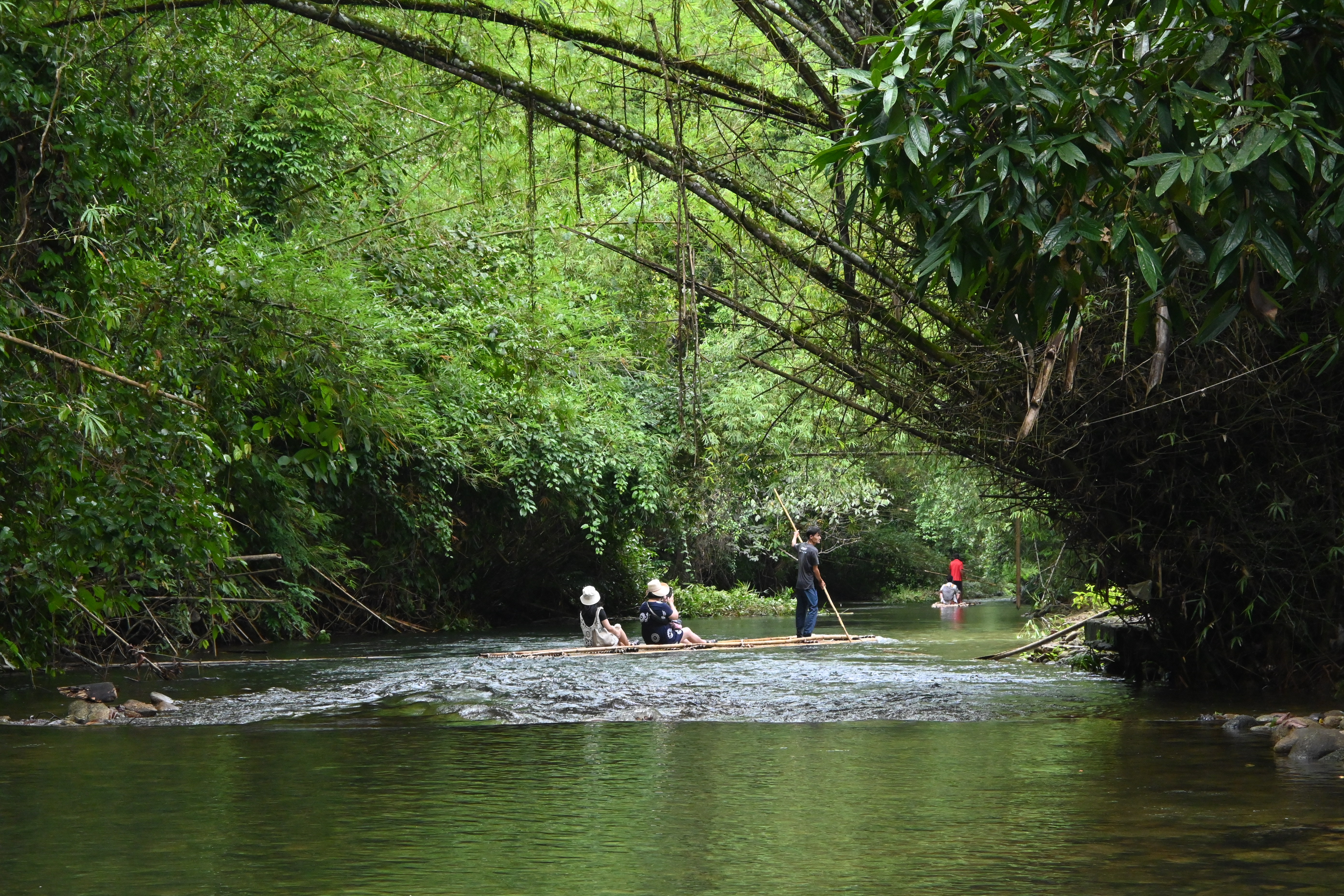 拷叻獨特的戶外運動竹筏漂流,可以沉浸在沁涼的溪水與山林中療癒身心。