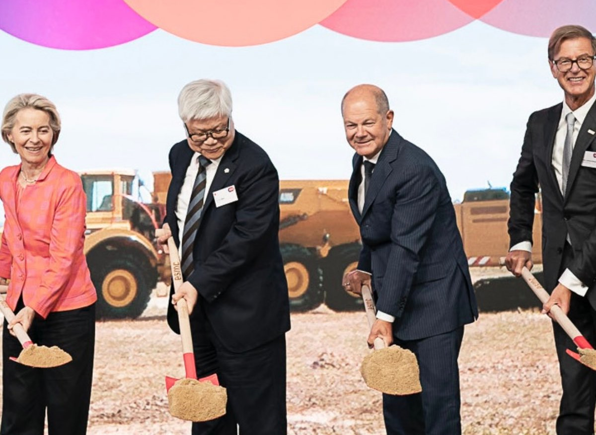 台積電第一座位於歐洲的晶圓廠坐落於德國德勒斯登。（翻攝自X@Bundeskanzler）