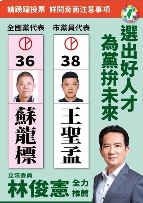 台南黨職選舉配票單。讀者提供