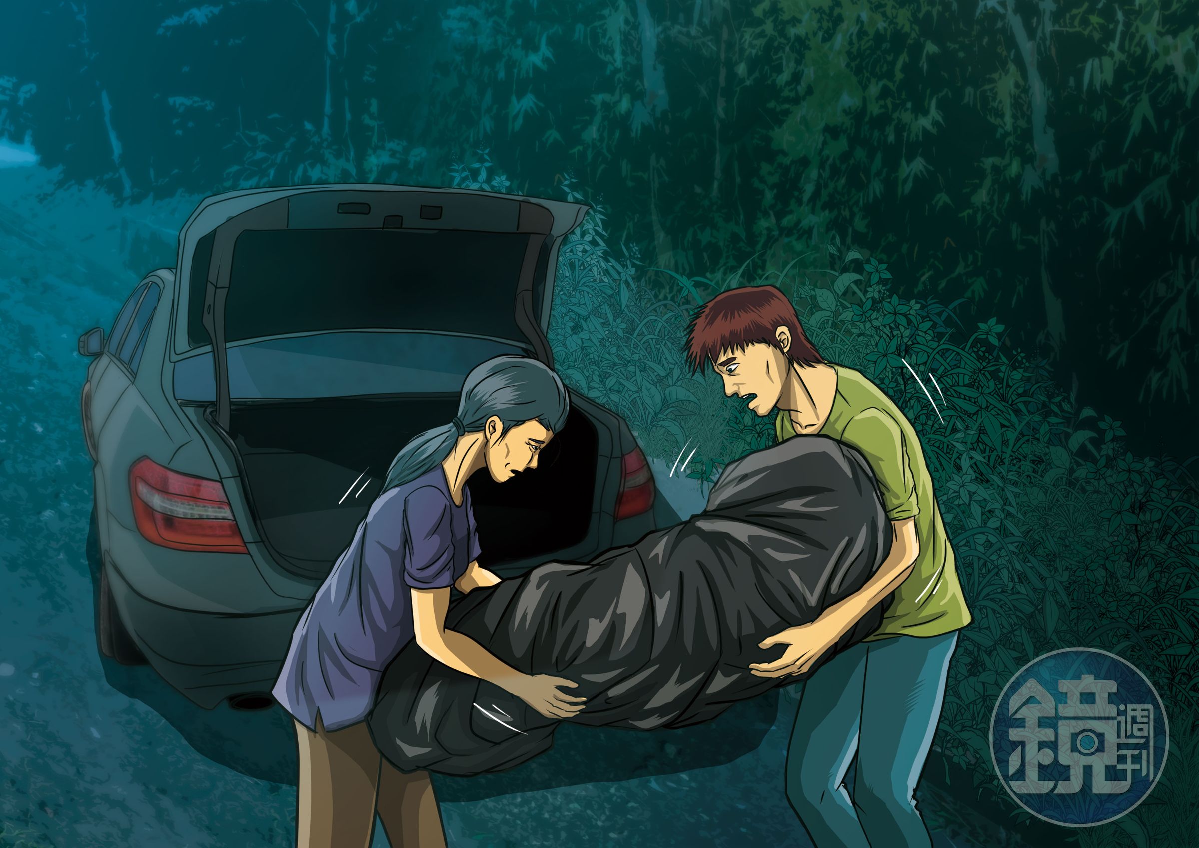詹姓女子殺夫後，在兒子協助下，將屍體搬上車，載到娘家的竹林埋屍。