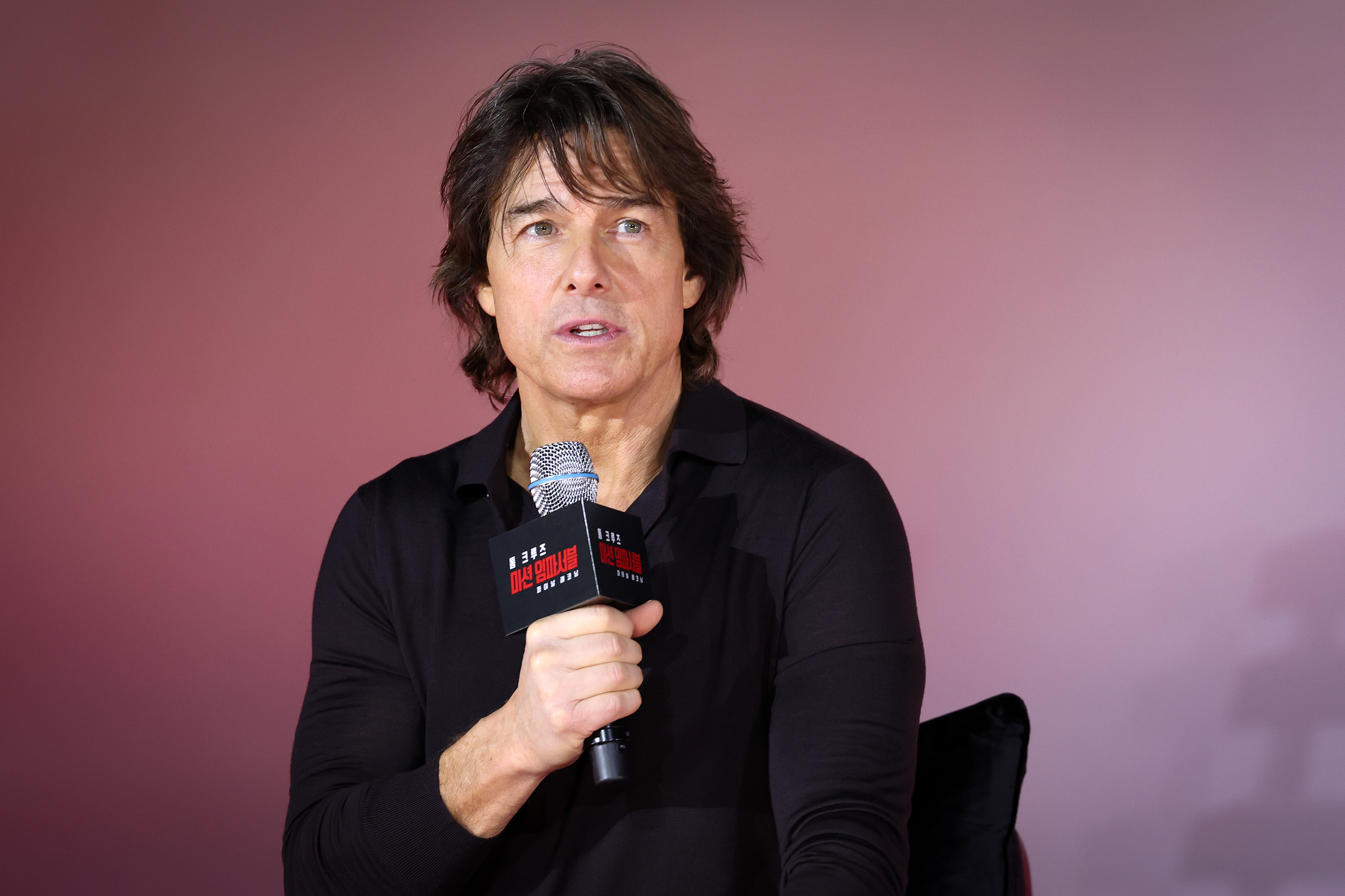 湯姆克魯斯在韓國宣傳，不想回答關於川普的電影關稅問題。（UIP提供）