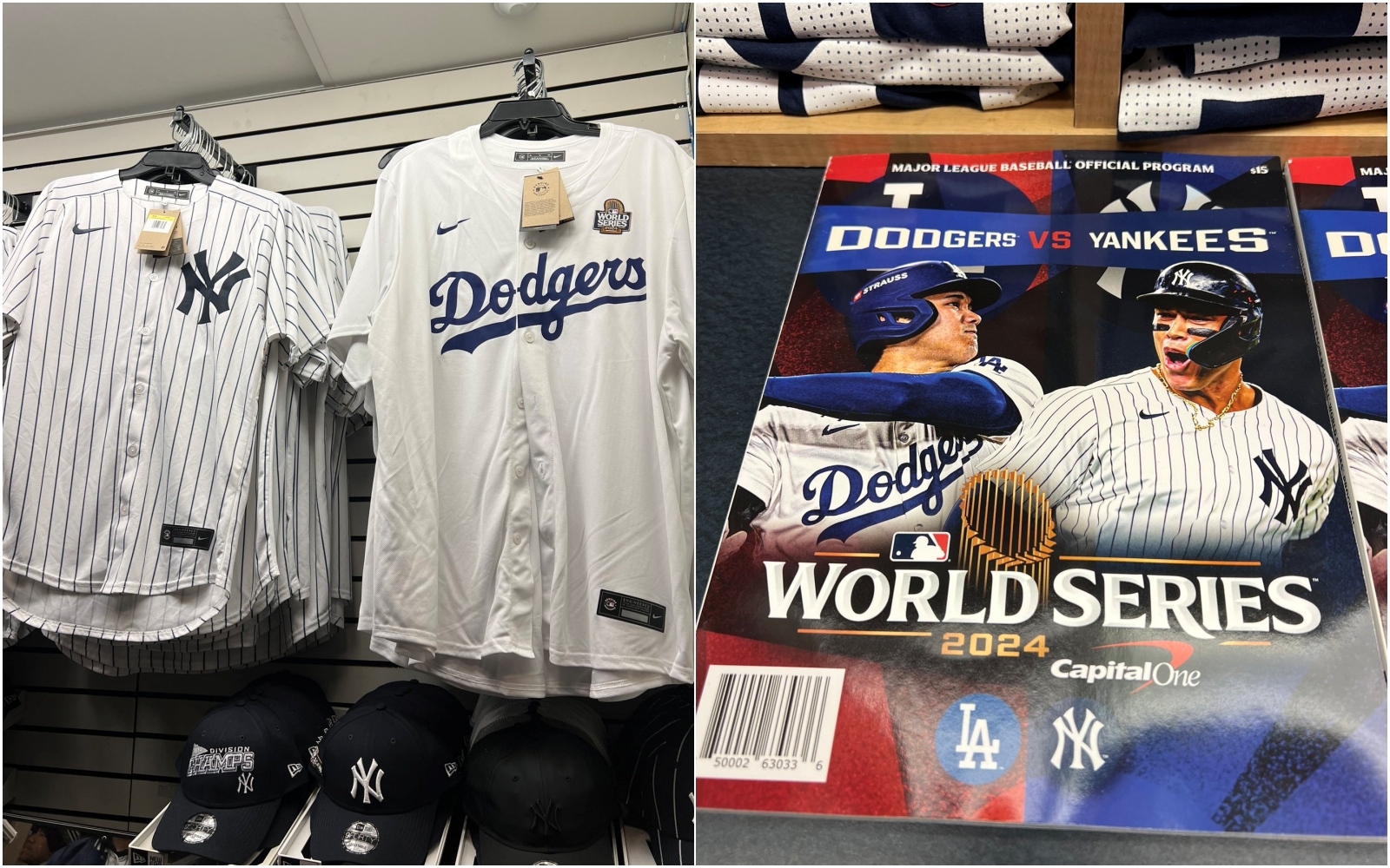 洋基隊商店販售大谷道奇球衣，引發議論。（翻攝自X@ArashMarkazi）