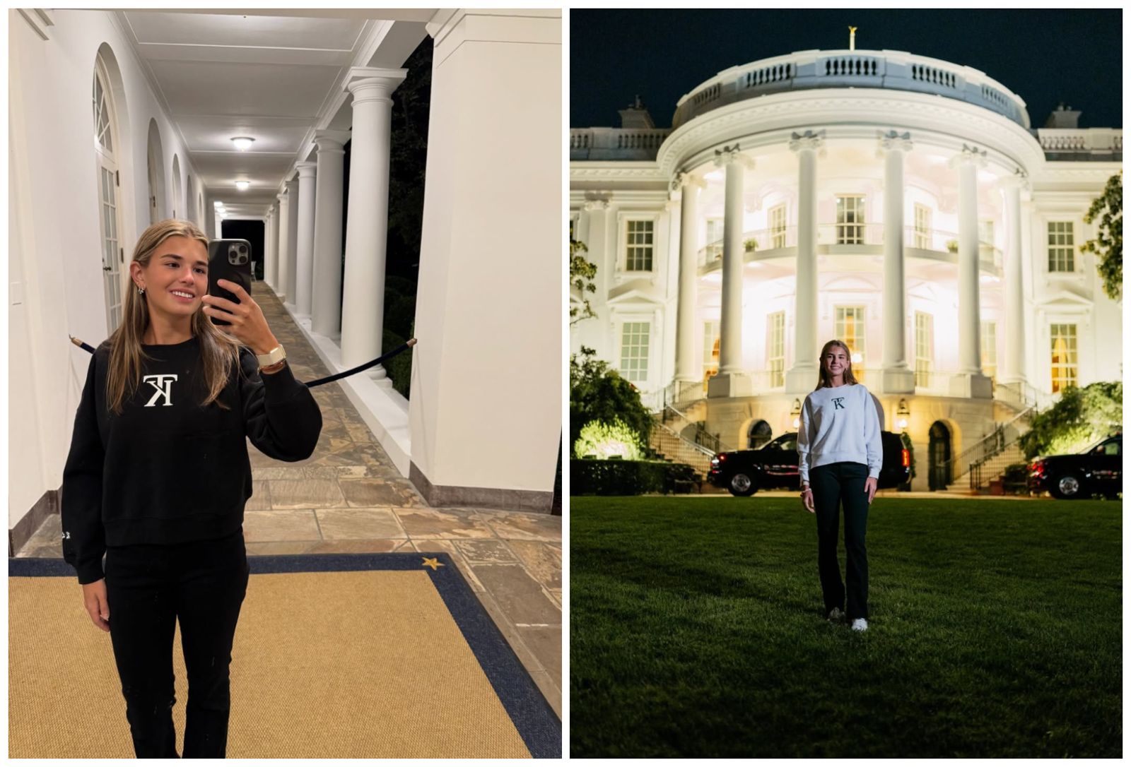 凱伊在白宮拍攝形象照，引發爭議。（翻攝kaitrumpgolfer IG）