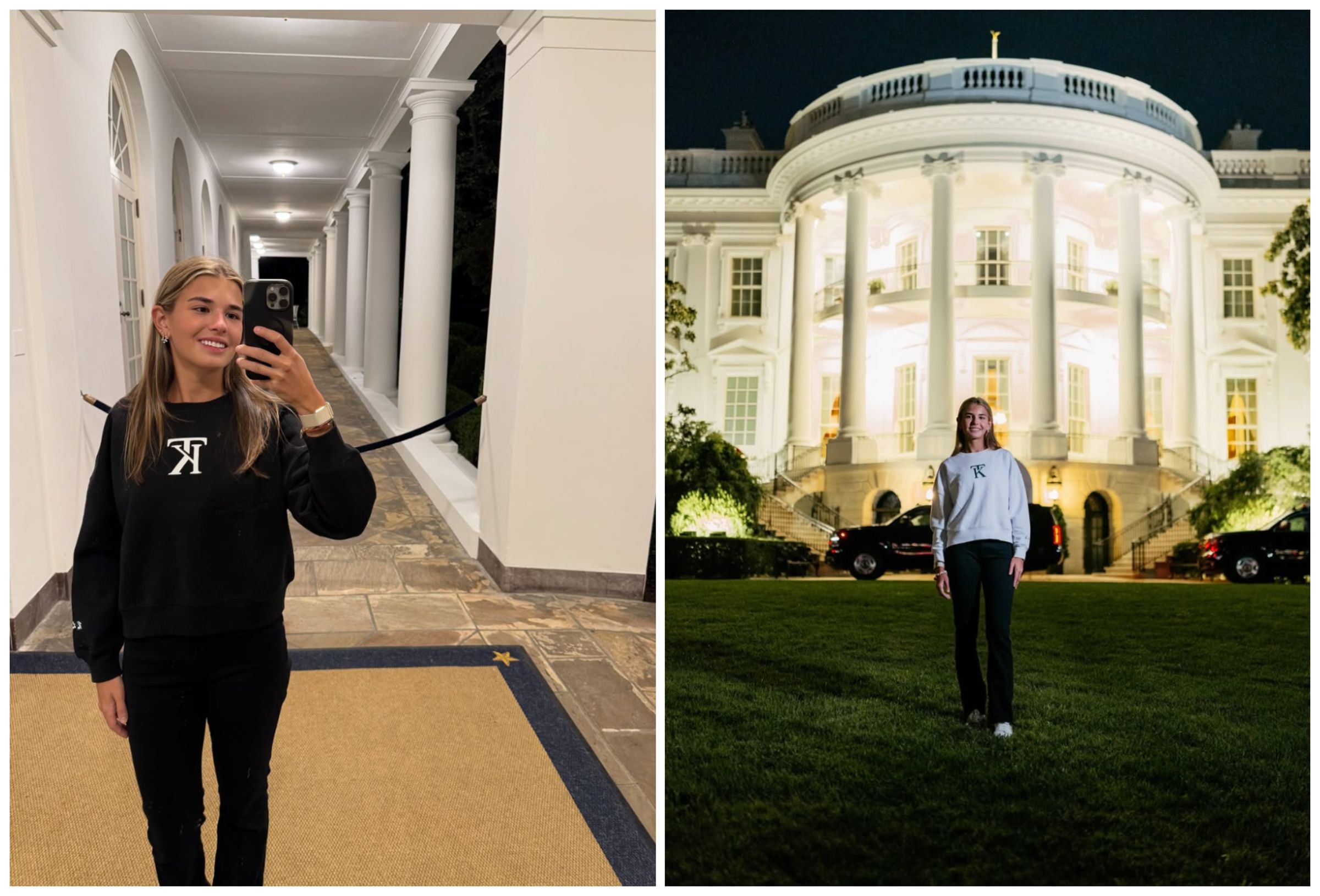 凱伊在白宮拍攝形象照,引發爭議。(翻攝kaitrumpgolfer IG)