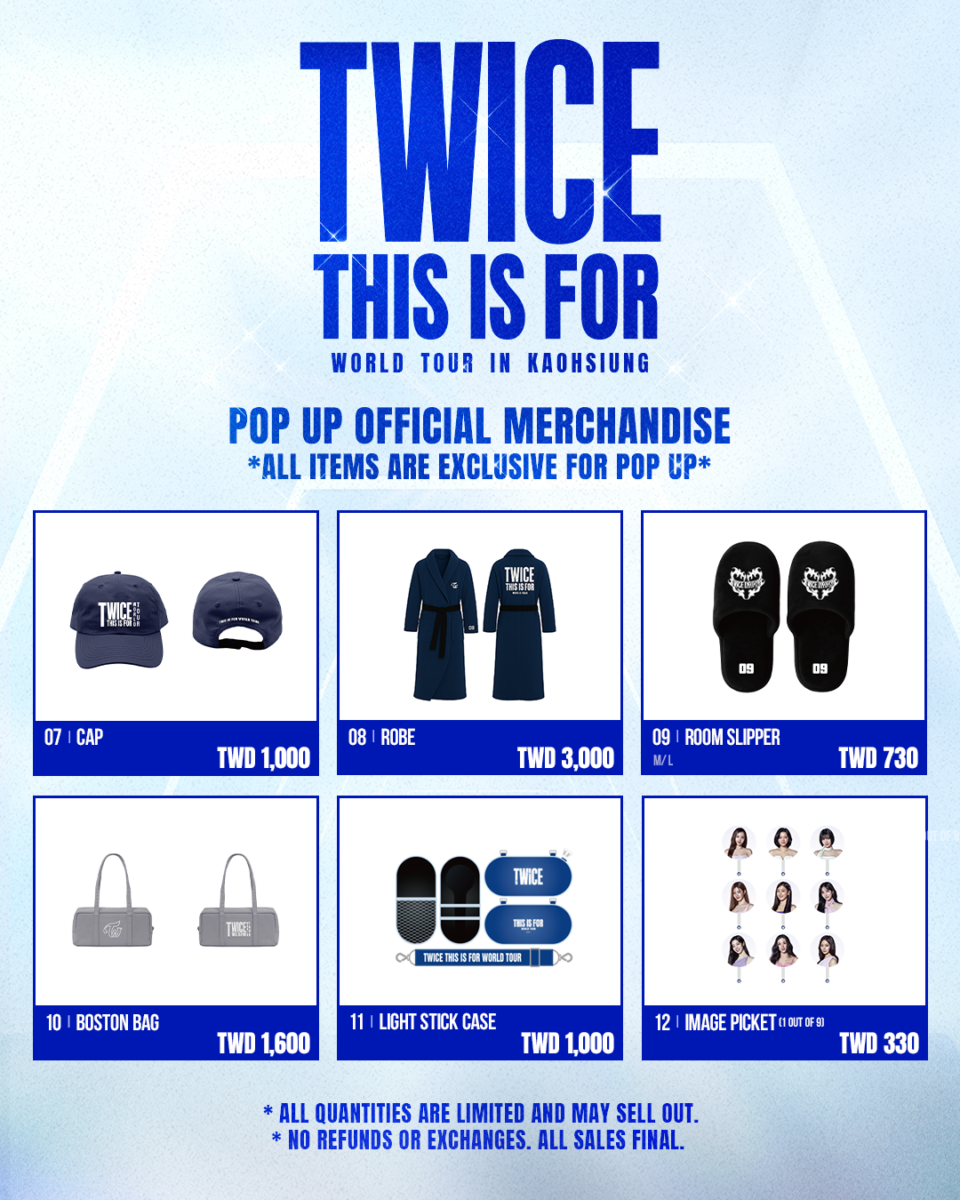 TWICE快閃店商品可以買到浴袍、拖鞋與手燈保護盒。（Live Nation 提供）