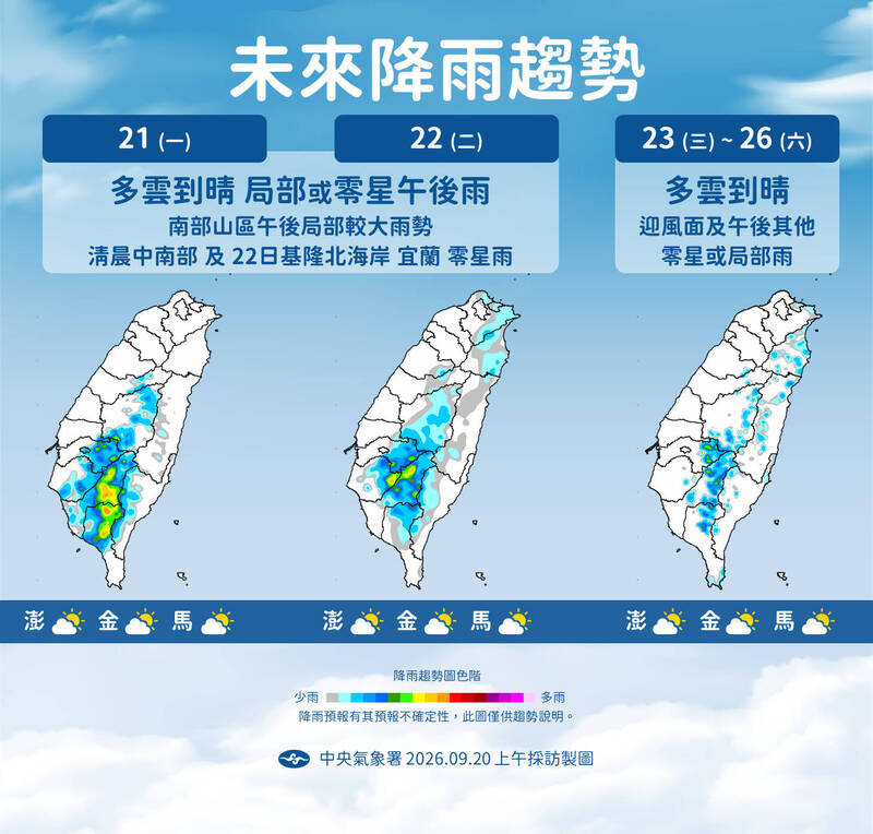 中央氣象署說明未來降雨趨勢。(中央氣象署提供)