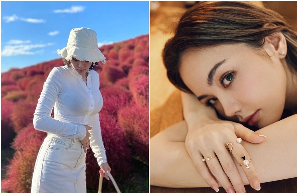 黑萱萱在IG上傳去日本旅遊的照片，胸前超級傲人。（翻攝自黑萱萱IG）