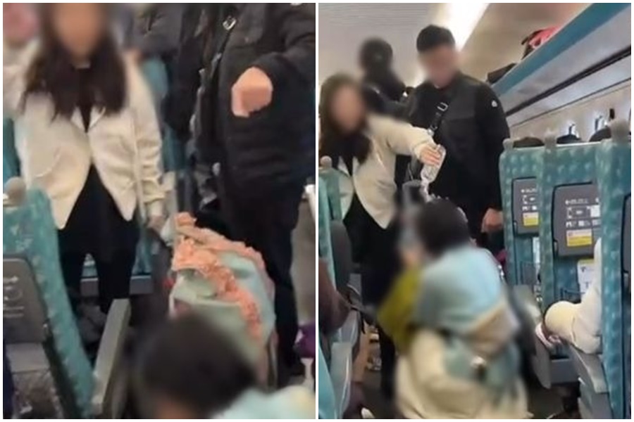 台灣高鐵昨（8日）發生一起座位糾紛事件。（翻攝畫面）